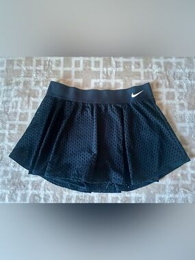 Nike Black Athletic Mesh Skirt with White Swoosh